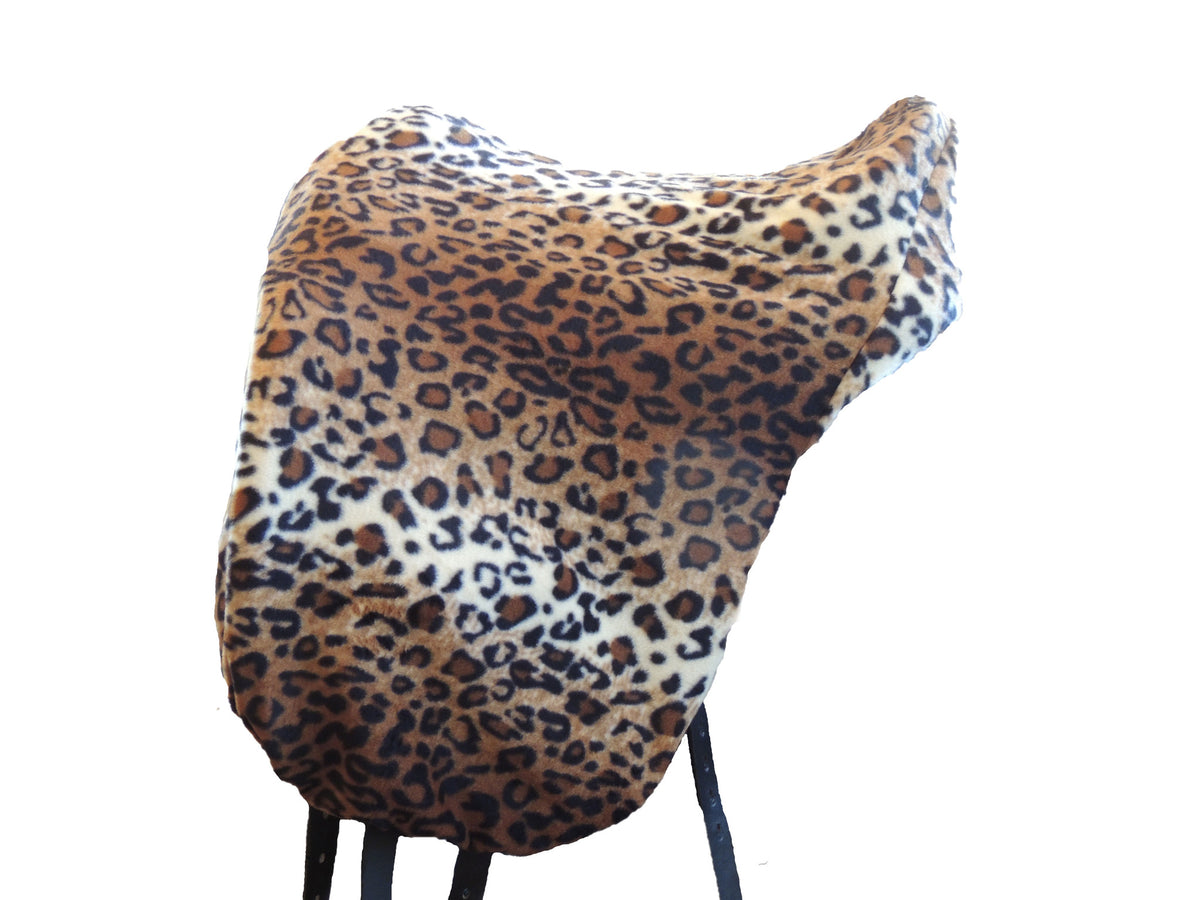 Fleece cheetah print saddle cover