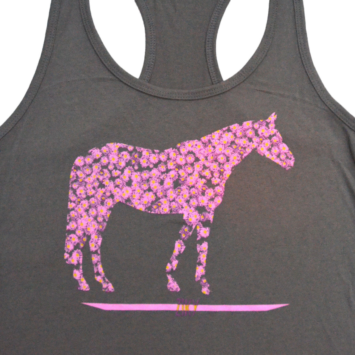 Flower horse olive tank top
