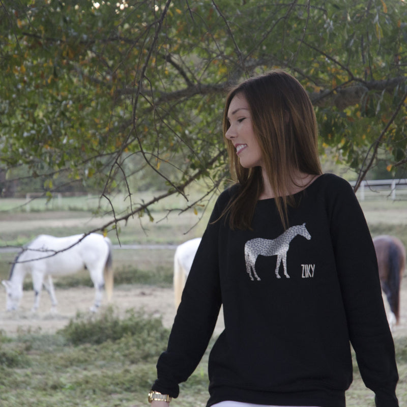 Black leopard horse sweater