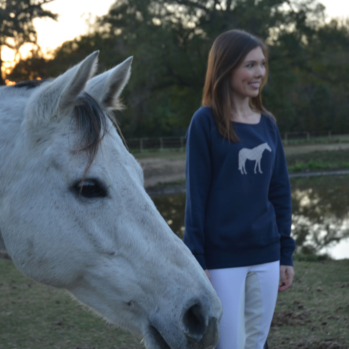 ZIKY horse sweater with plaid horse silhouette
