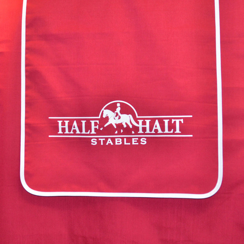 Stall drape banner with screen print